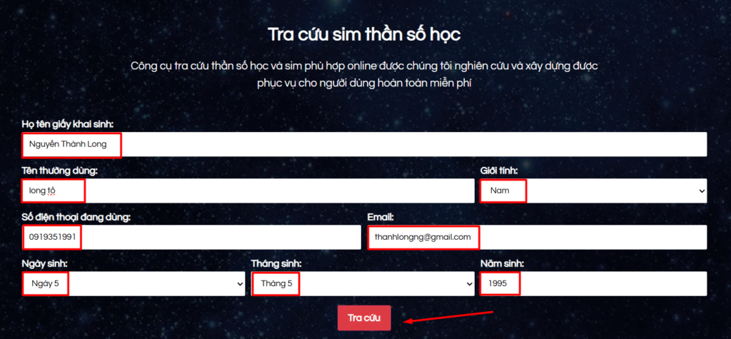 Hướng dẫn sử dụng trang tra cứu sim thần số học